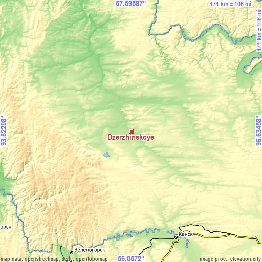 Topographic map of Dzerzhinskoye