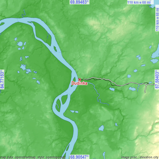 Topographic map of Dudinka