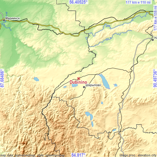 Topographic map of Dubinino