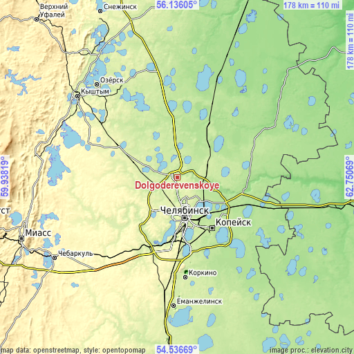 Topographic map of Dolgoderevenskoye