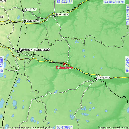 Topographic map of Dalmatovo