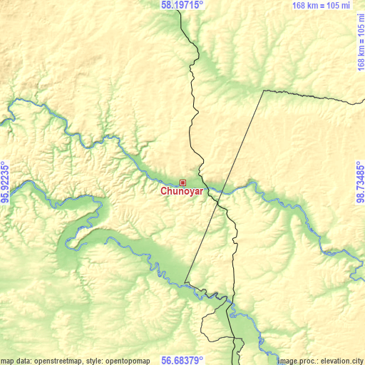 Topographic map of Chunoyar