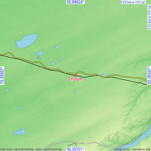 Topographic map of Chulym