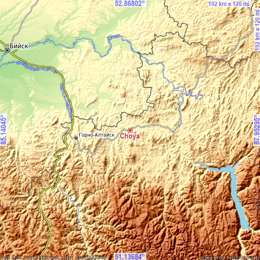 Topographic map of Choya