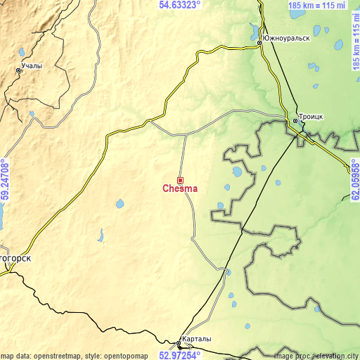 Topographic map of Chesma