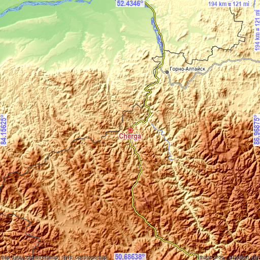 Topographic map of Cherga