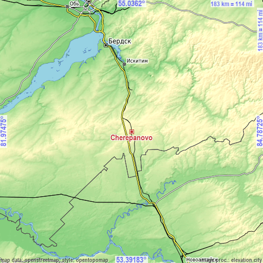 Topographic map of Cherepanovo