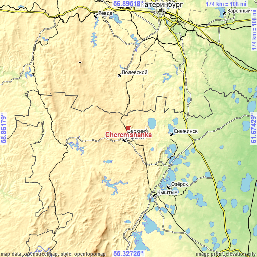 Topographic map of Cheremshanka