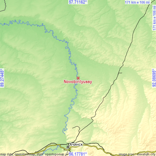 Topographic map of Novobirilyussy