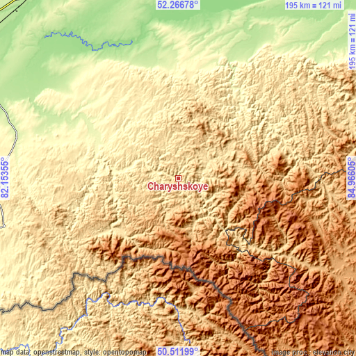 Topographic map of Charyshskoye