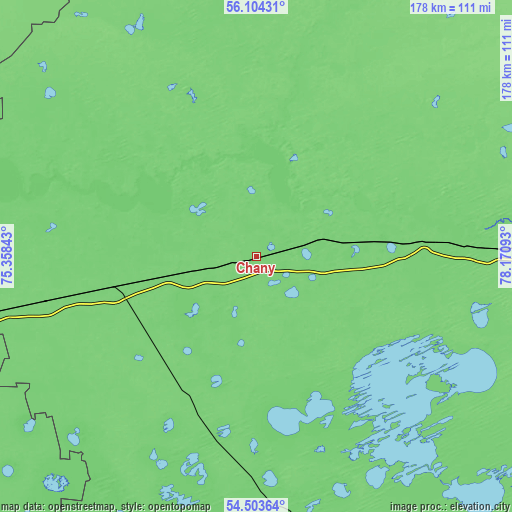 Topographic map of Chany