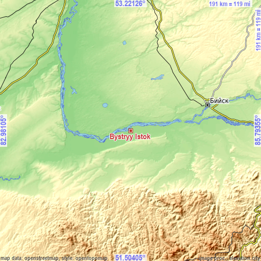 Topographic map of Bystryy Istok