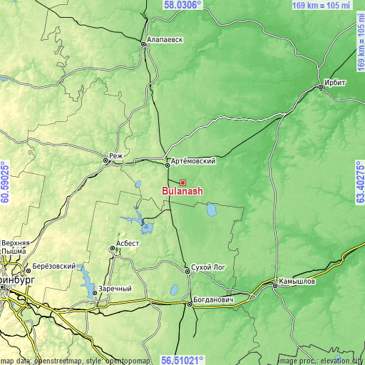 Topographic map of Bulanash