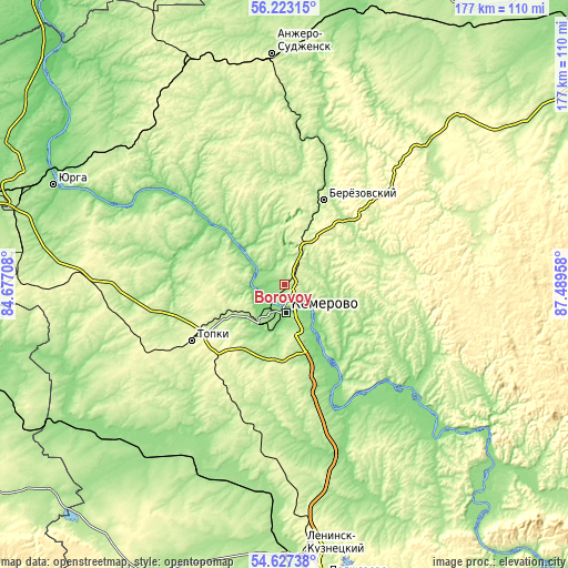 Topographic map of Borovoy