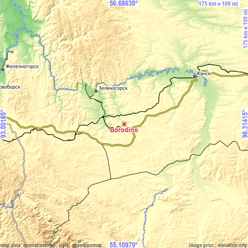 Topographic map of Borodino