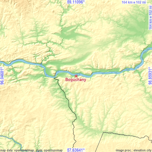 Topographic map of Boguchany