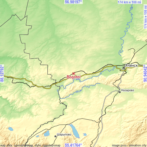 Topographic map of Bogotol