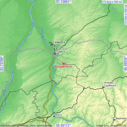 Topographic map of Bogashevo