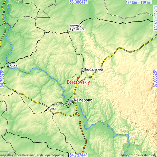 Topographic map of Berëzovskiy