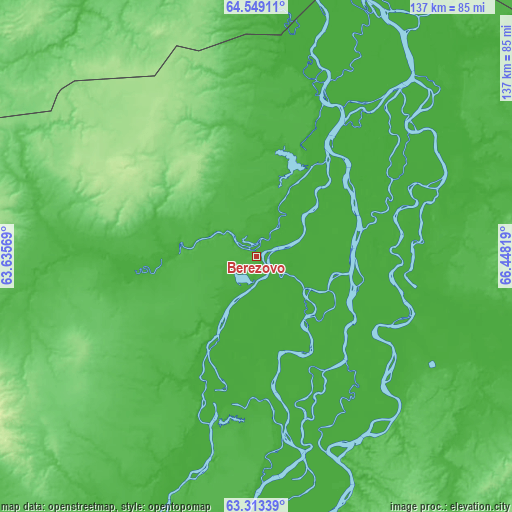 Topographic map of Berëzovo