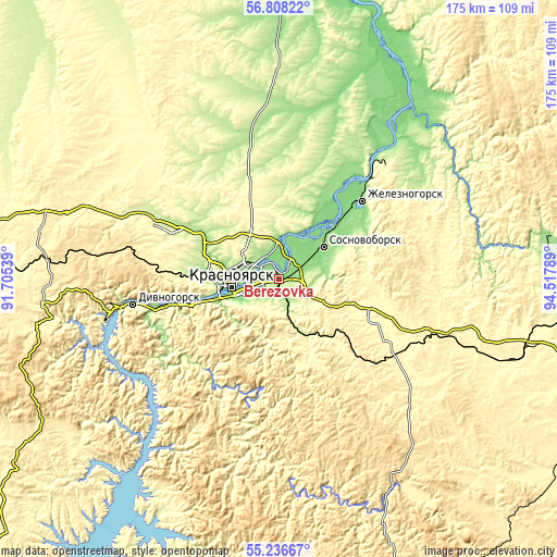 Topographic map of Berëzovka