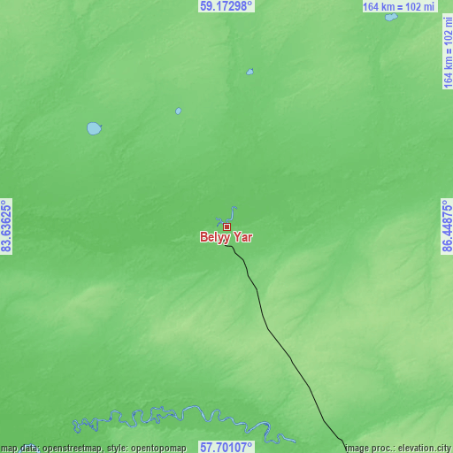 Topographic map of Belyy Yar