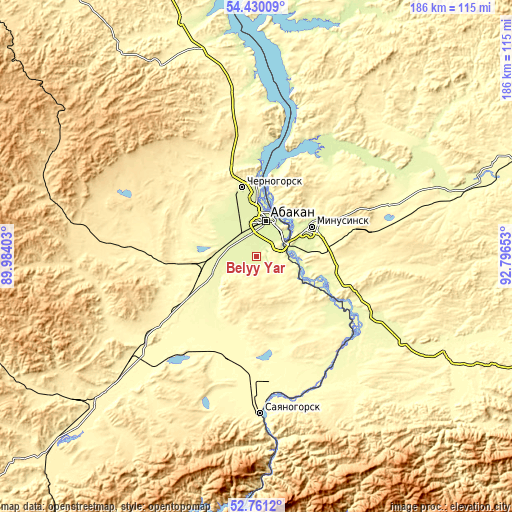 Topographic map of Belyy Yar