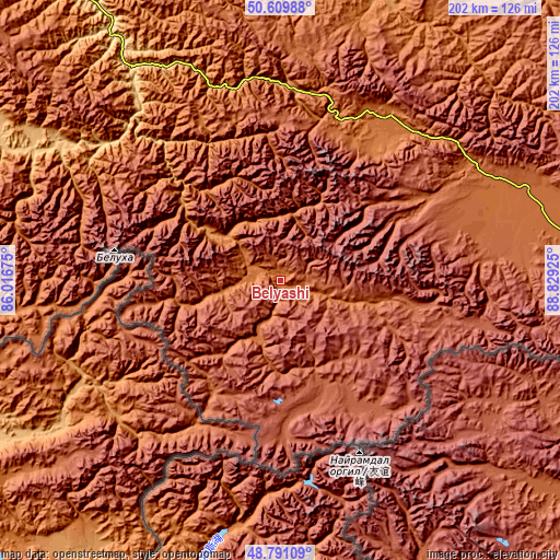 Topographic map of Belyashi