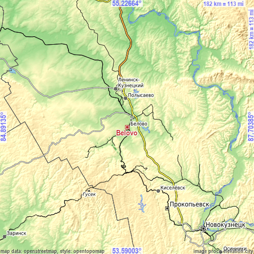 Topographic map of Belovo