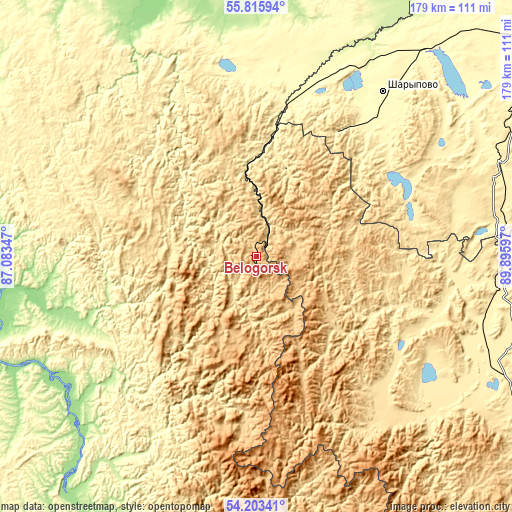 Topographic map of Belogorsk