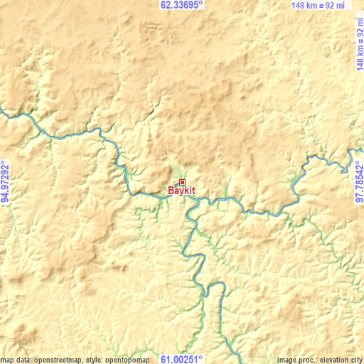 Topographic map of Baykit