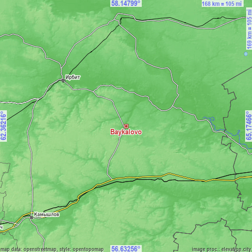 Topographic map of Baykalovo