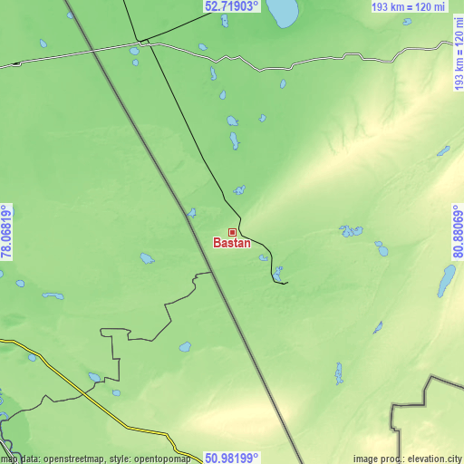 Topographic map of Bastan