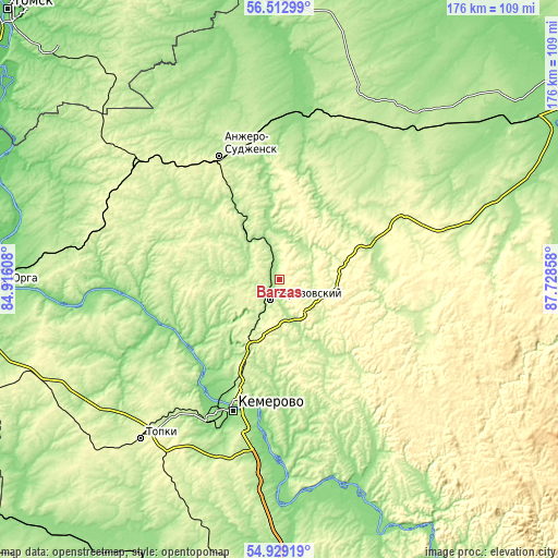 Topographic map of Barzas