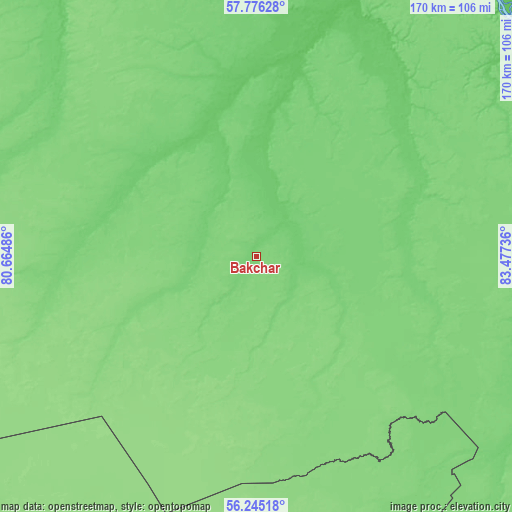 Topographic map of Bakchar