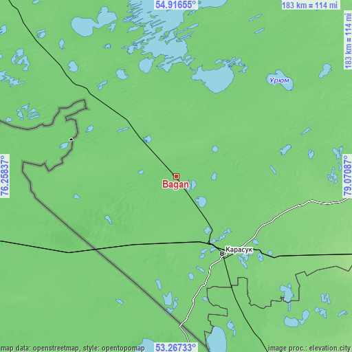 Topographic map of Bagan