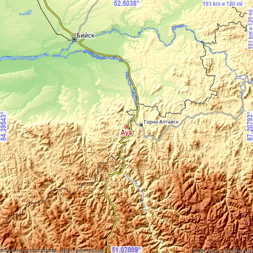 Topographic map of Aya