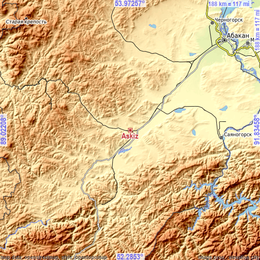 Topographic map of Askiz