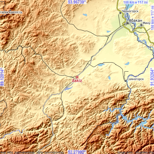 Topographic map of Askiz