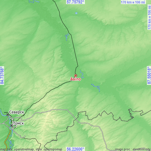 Topographic map of Asino