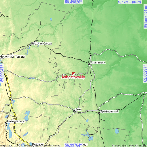 Topographic map of Asbestovskiy