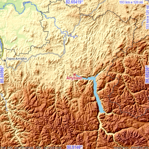 Topographic map of Artybash