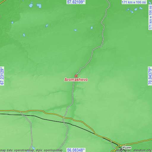 Topographic map of Aromashevo