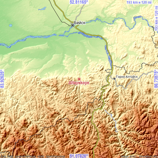 Topographic map of Altayskoye