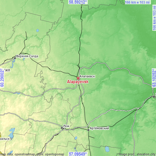 Topographic map of Alapayevsk