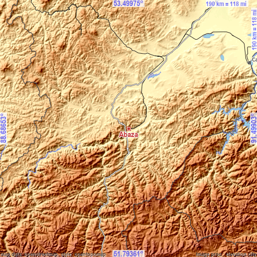 Topographic map of Abaza