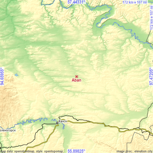 Topographic map of Aban