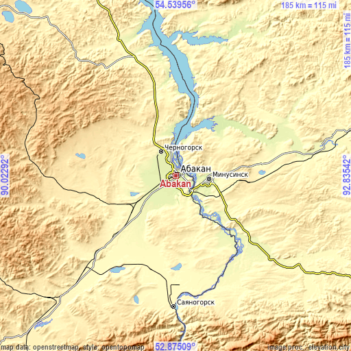 Topographic map of Abakan