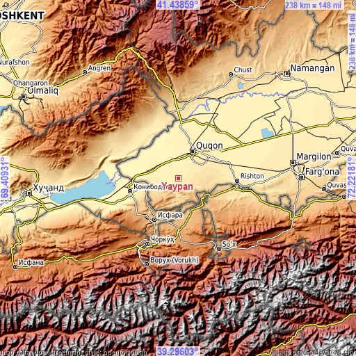 Topographic map of Yaypan