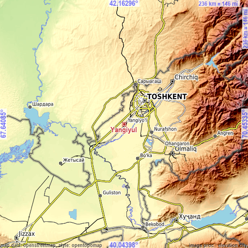 Topographic map of Yangiyŭl
